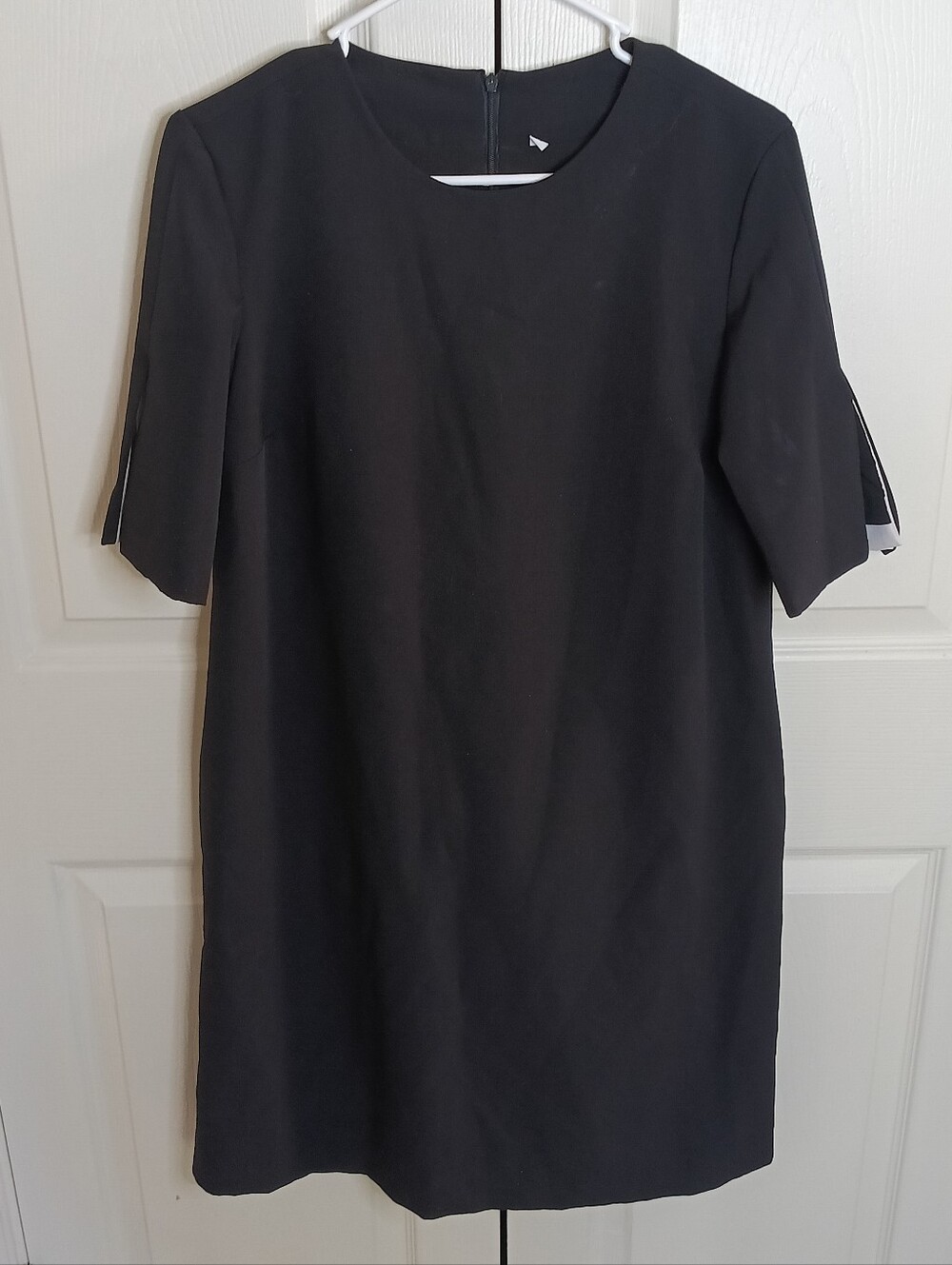 Unbranded Shift Dress Women 4 Black 70s Party Classic Round Neck Split